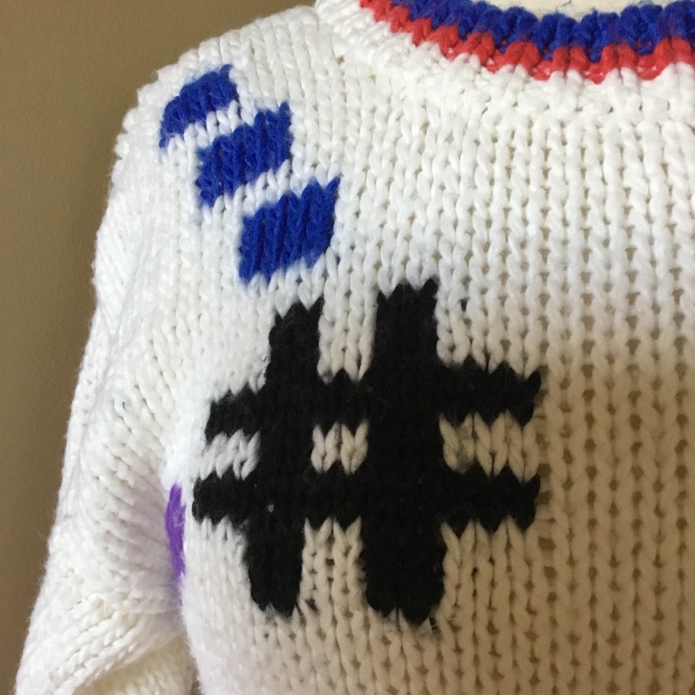 Vintage 80’s 90’s Mister Noah Geometric Print Novelty Knit Sweater - Picture 6 of 10